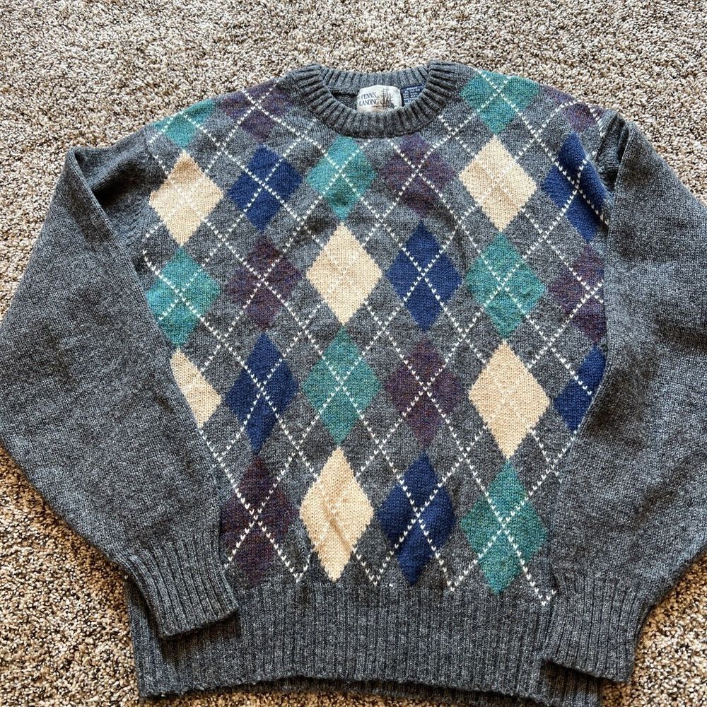 Penn's Landing  Argyle Sweater Long Sleeve Wool Blend Pullover Men's Size XL